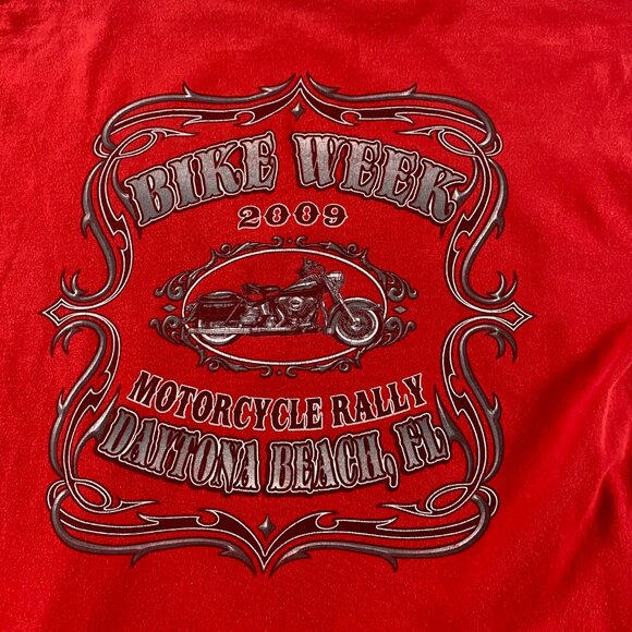 2009 Daytona Beach Bike Week T Shirt Men's Large Red Cotton Motorcycle Biker - Picture 4 of 9